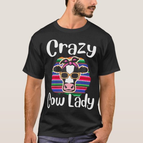 Crazy cow lady cute heifer cattle cows farm over T_Shirt