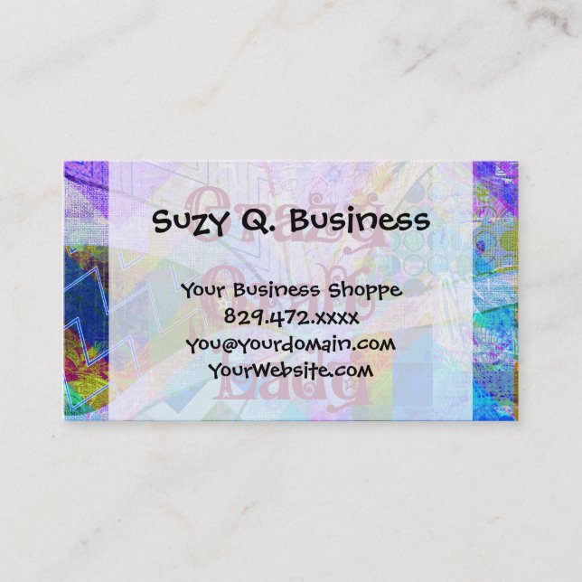 Crazy Craft Lady Blue Purple Butterfly Chevron Col Business Card (Front)