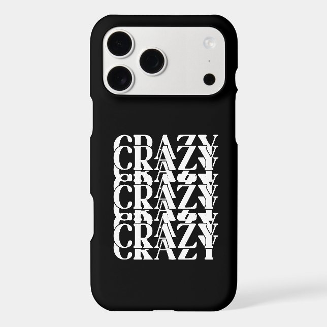 Crazy Crazy Crazy Repeating Trippy Word Design iPhone Case (Back)