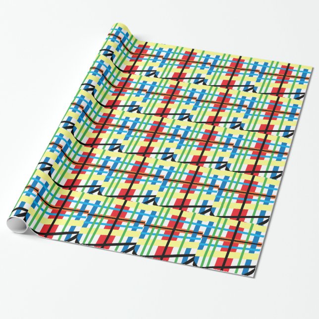Crazy Crisscross Stripes Wrapping Paper (Unrolled)