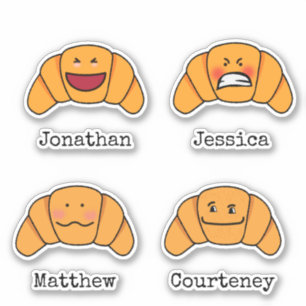 Crazy Croissants Quartet with Personalized Names Sticker