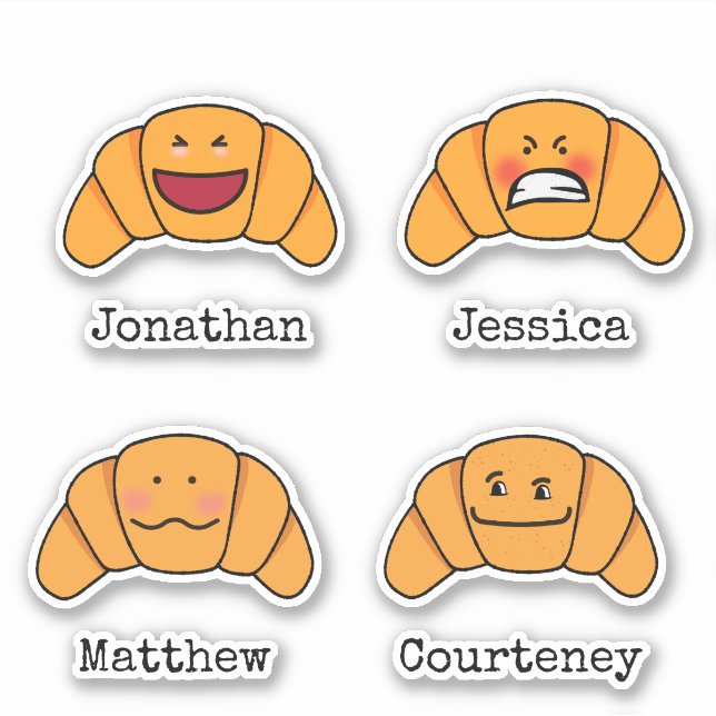Crazy Croissants Quartet with Personalized Names Sticker (Front)