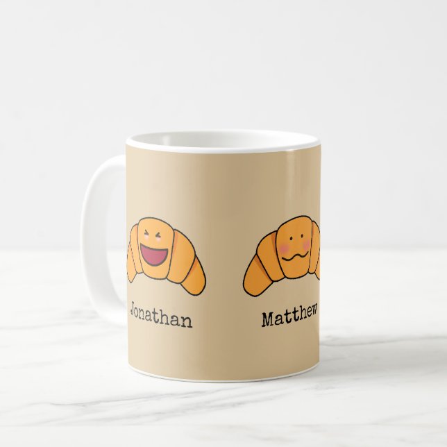 Crazy Croissants Trio with Personalized Names Coffee Mug (Front Left)