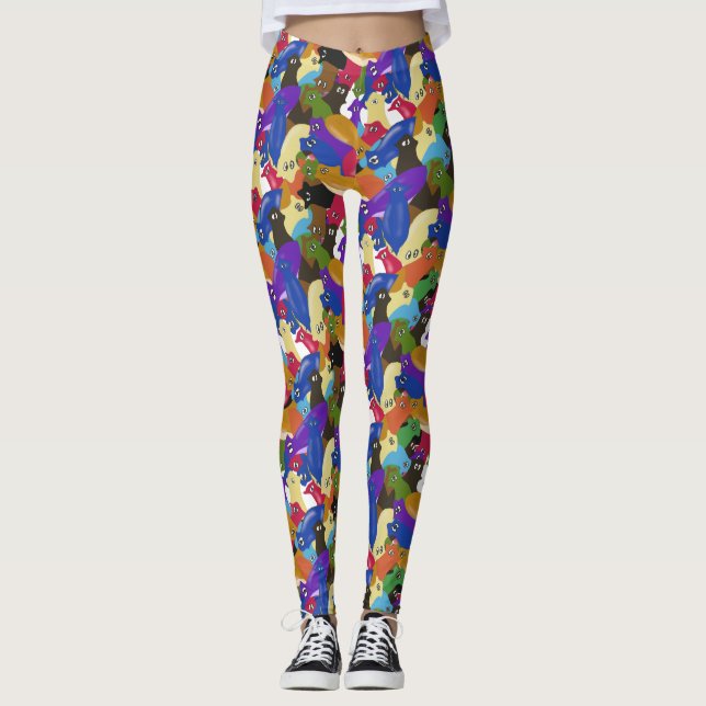 Crazy Cross Eyed Planarian Worm All Over Print Leggings (Front)