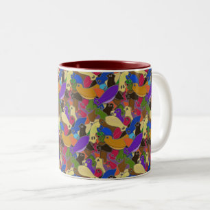 Crazy Cross Eyed Planarian Worms All Over Print Two-Tone Coffee Mug