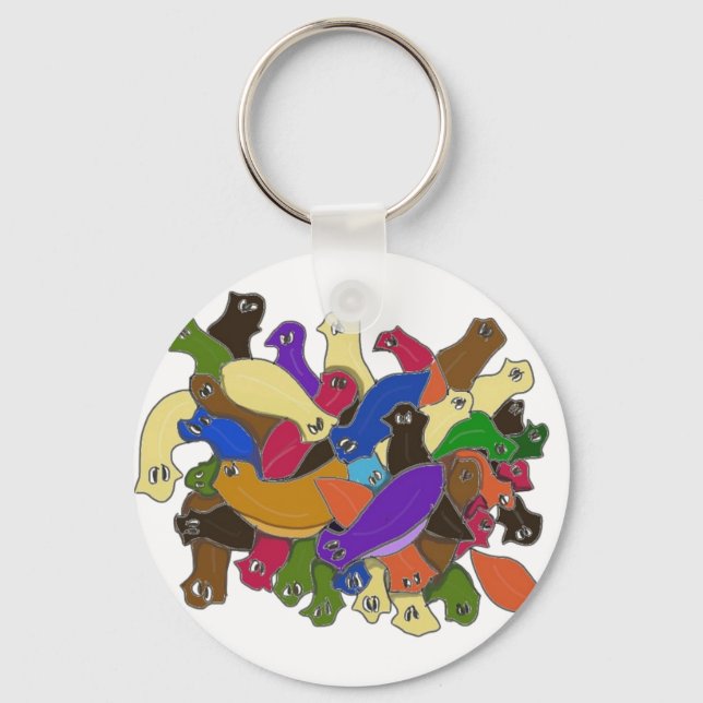 Crazy Cross Eyed Planarian Worms Design 2 Keychain (Front)