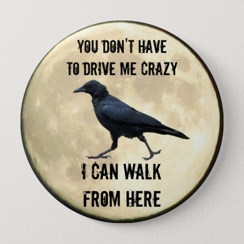 Crazy Crow and Full Moon Meme Button