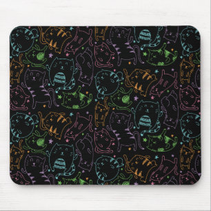 Crazy Cute Cats Colorful Cartoon Pattern Gift Mouse Pad