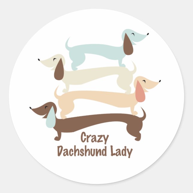 Crazy Dachshund Lady Stickers (Front)