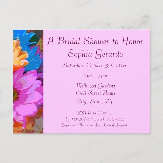 "Crazy Daisies" (1) - Bridal Shower Invitation Postcard (Front)