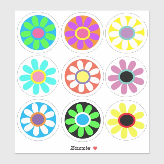 Crazy Daisies, Pop Art, Sticker (Sheet)