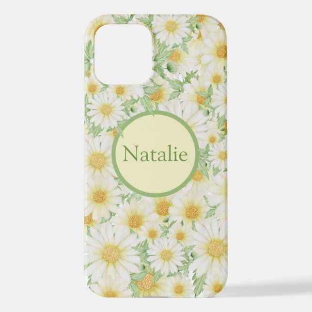 Crazy Daisy Floral Personalized  iPhone Case (Back)
