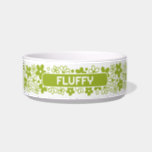 Crazy Daisy Pattern in Spring Green with Name Bowl<br><div class="desc">A vintage pattern in Spring Green with a place for a name or other text. The crazy daisy design has a groovy floral pattern. A minimal look in subtle colors with a simple sans serif font for a monogram.</div>