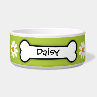 Crazy Daisy Personalized Dog  Bowl - Green