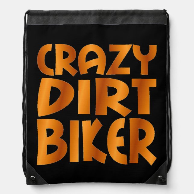 Crazy Dirt Biker in Burn Out Orange Drawstring Bag (Front)