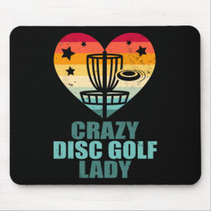 Crazy Disc Golf Lady Vintage Retro Heart Funny Dis Mouse Pad