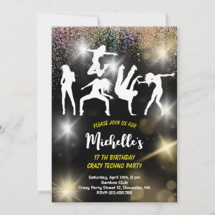 Crazy disco techno psychedelic birthday invitation