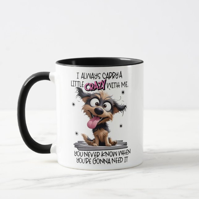 Crazy Dog Coffee Mug – Cute Cartoon Puppy Gift  (Left)