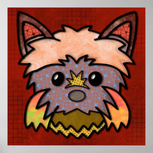 Crazy dog face with colorful, abstract patterns Poster