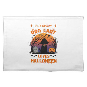 Crazy Dog Lady Loves Halloween Poodle Pumpkin Tomb Cloth Placemat