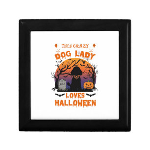 Crazy Dog Lady Loves Halloween Poodle Pumpkin Tomb Gift Box