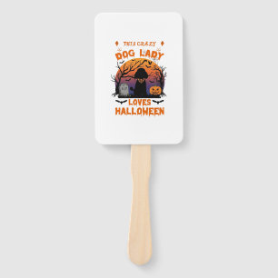 Crazy Dog Lady Loves Halloween Poodle Pumpkin Tomb Hand Fan