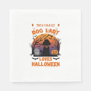 Crazy Dog Lady Loves Halloween Poodle Pumpkin Tomb Napkins