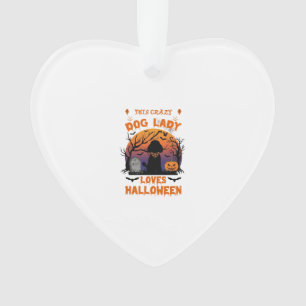 Crazy Dog Lady Loves Halloween Poodle Pumpkin Tomb Ornament