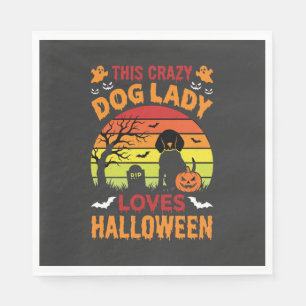 Crazy Dog Lady Loves Halloween Vintage Design Napkins