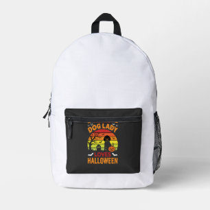 Crazy Dog Lady Loves Halloween Vintage Design Printed Backpack
