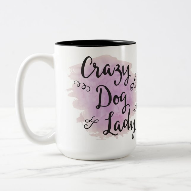 Crazy Dog Lady (Purple) Two-Tone Coffee Mug (Left)