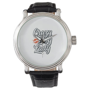 Crazy Dog Lady Vintage Pet Lover Typography Design Watch