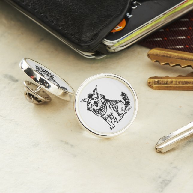 Crazy Dog Lapel Pin (In Situ)