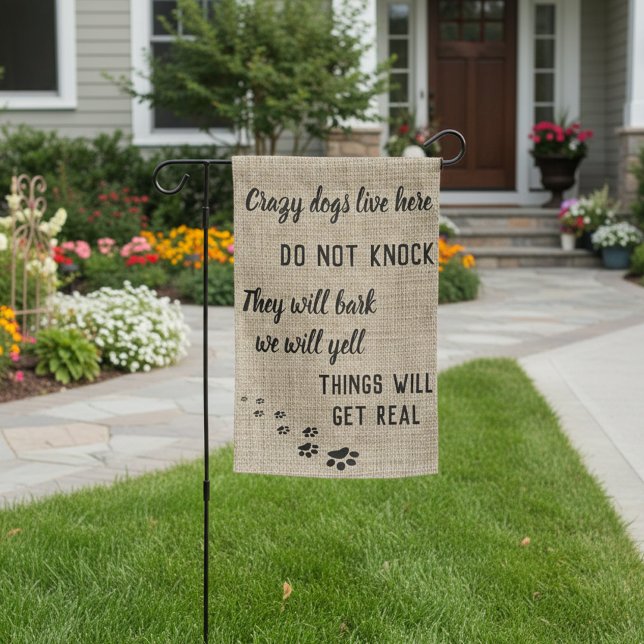 Crazy Dogs Live here Funny Dog lover Garden Flag (Creator Uploaded)