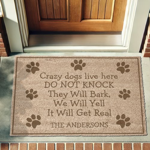 Crazy Dogs Live Here Funny Pet Fiber Doormat