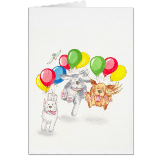 Crazy dogs with balloons cards