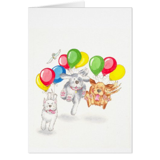 Crazy dogs with balloons cards (Front)