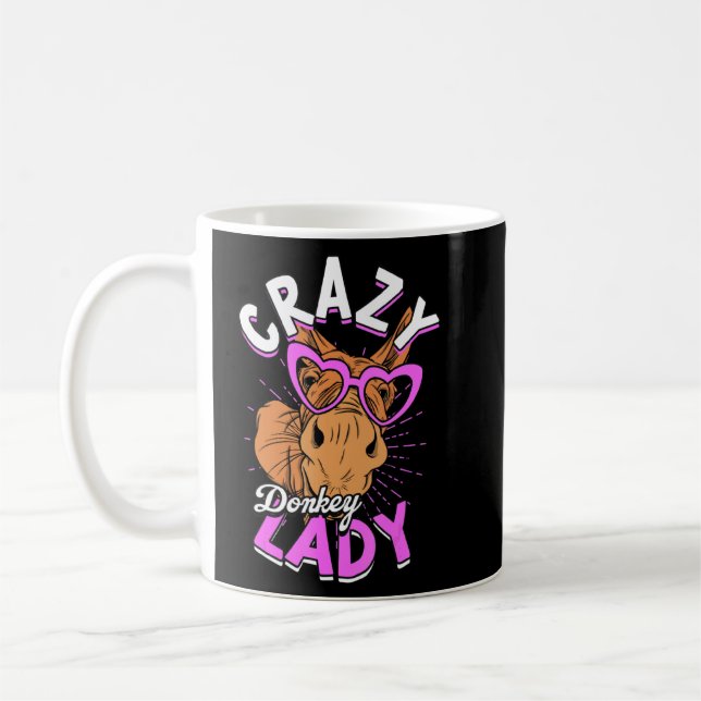 Crazy Donkey Lady Animal Donkey Mom Farmer Donkey  Coffee Mug (Left)