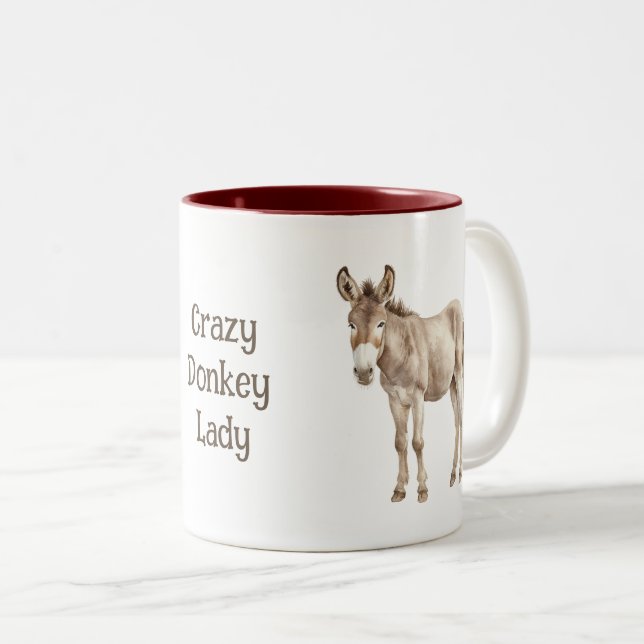Crazy Donkey Lady Two-Tone Coffee Mug (Front Right)