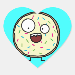 Crazy Donut sprinkles vanilla icing sweet dessert Heart Sticker