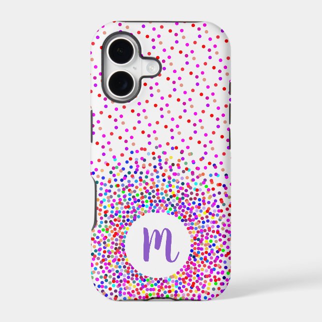 Crazy Dots Confetti Colorful Monogram Case-Mate iPhone Case (Back)