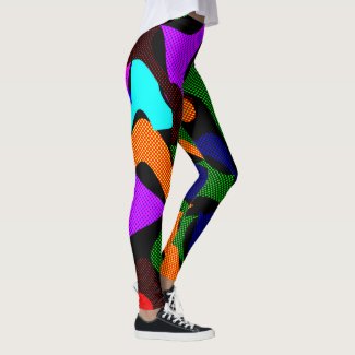 Crazy dots & paint spil pattern retro grunge theme leggings
