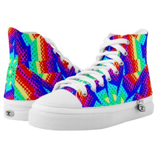 Crazy dots & triangles pattern, retro grunge theme High-Top sneakers