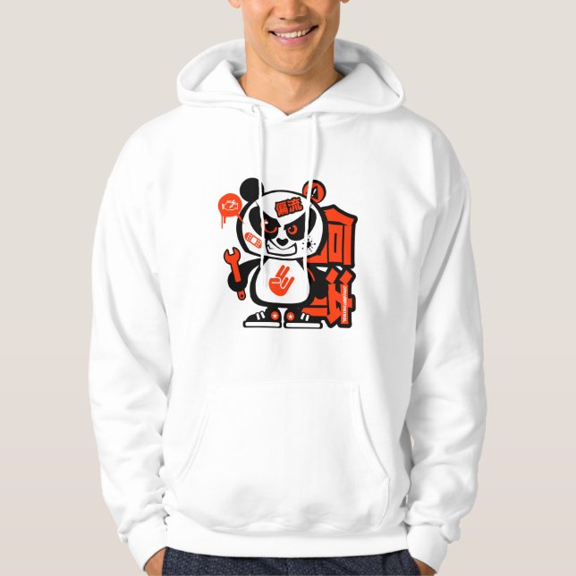 Crazy Drift Patrol - Aggressive Panda (red) Hoodie (Front)