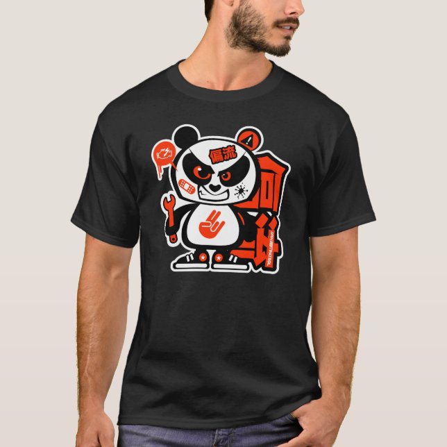 Crazy Drift Patrol - Aggressive Panda (red) T-Shirt (Front)
