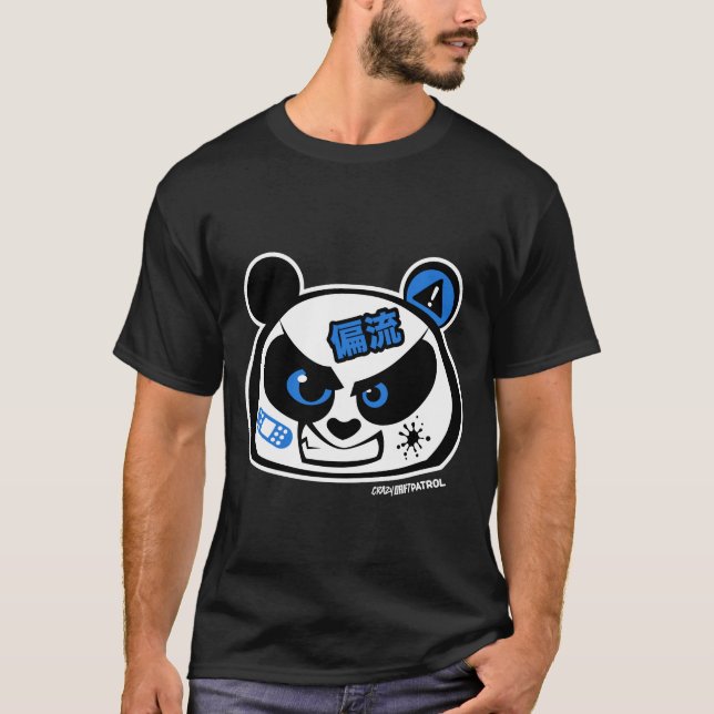 Crazy Drift Patrol - Drift Panda Head (blue) T-Shirt (Front)