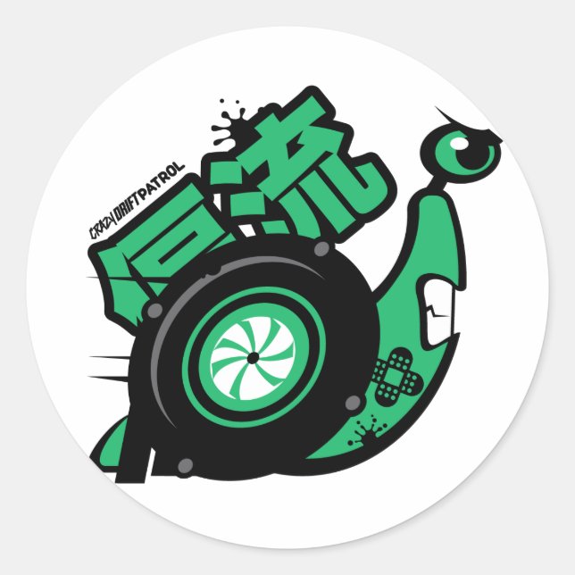 Crazy Drift Patrol - Turbo Snail (green) Classic Round Sticker (Front)