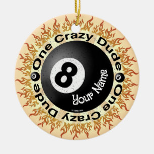Crazy Dude Eightball Ceramic Ornament