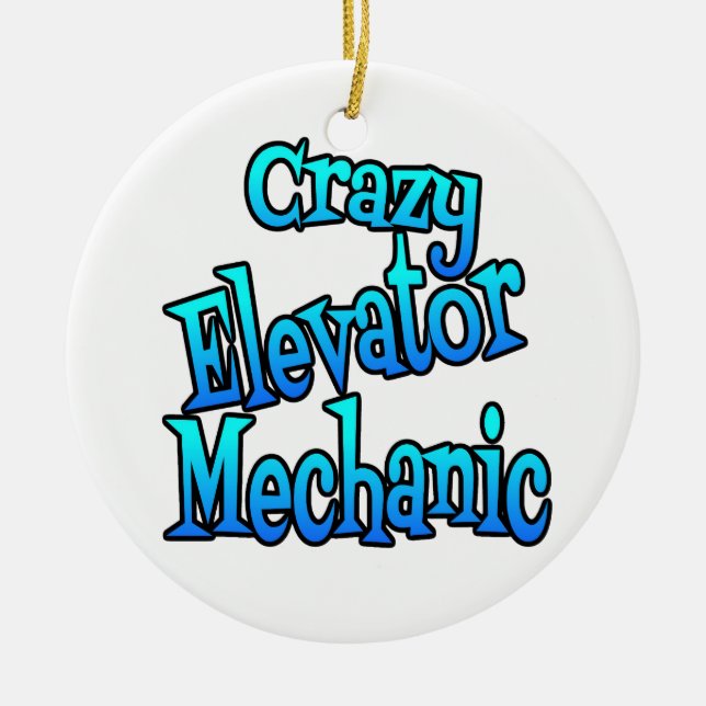 Crazy Elevator Mechanic Ceramic Ornament (Front)