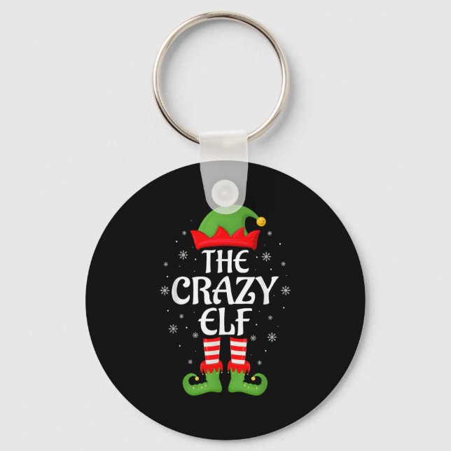 Crazy Elf Xmas Family Matching Elf Squad Christmas Keychain (Front)